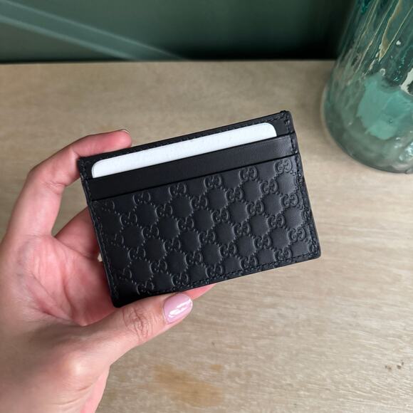 NEW GUCCI MICROGUCCISIMA CARD HOLDER BLACK - Picture 2 of 3